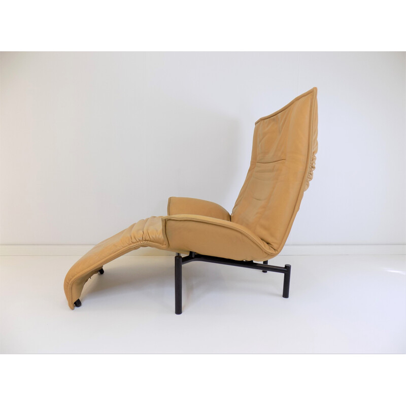 Vintage Veranda fauteuil in karamel leder van Vico Magistretti voor Cassina, jaren 1980