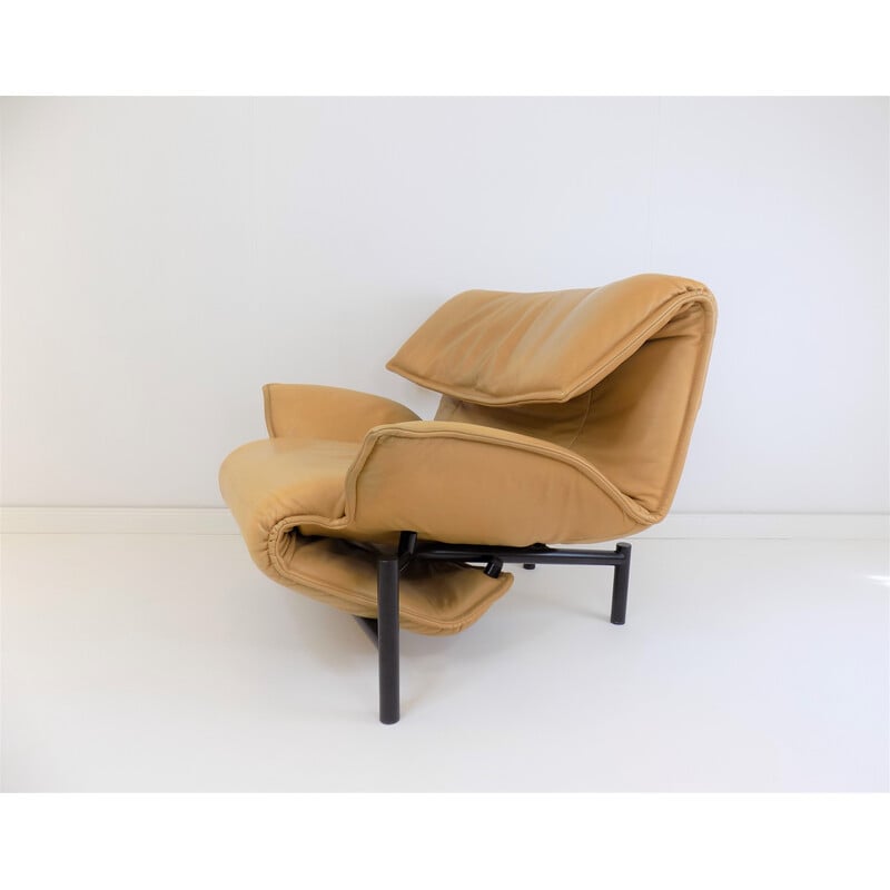 Vintage Veranda armchair in caramel leather by Vico Magistretti for Cassina, 1980s