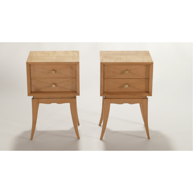 Pair of bedside tables in brass by Suzanne Guiguichon -1950s