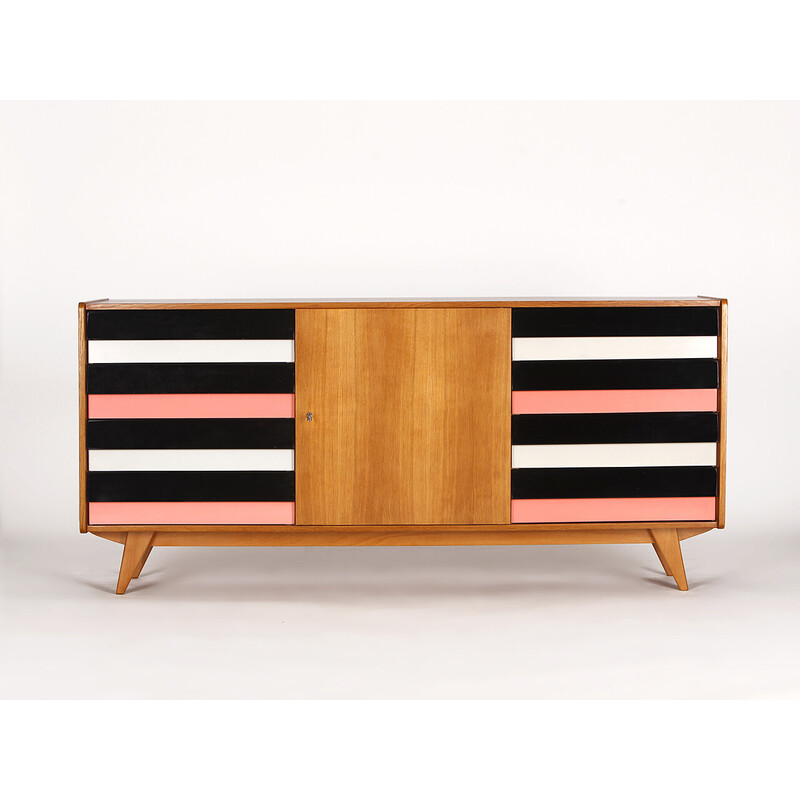 Vintage U 460 sideboard with wooden drawers by Jiri Jiroutek for Interier Praha, Czechoslovakia 1960