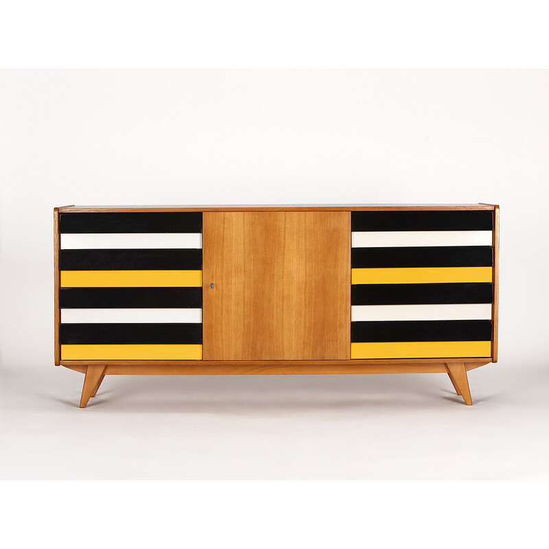 Vintage U 460 sideboard with wooden drawers by Jiri Jiroutek for Interier Praha, Czechoslovakia 1960s