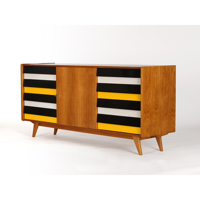 Vintage U 460 sideboard with wooden drawers by Jiri Jiroutek for Interier Praha, Czechoslovakia 1960s