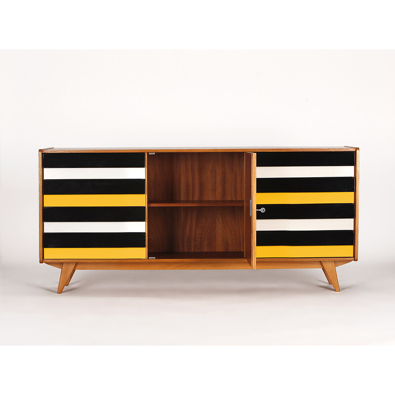 Vintage U 460 sideboard with wooden drawers by Jiri Jiroutek for Interier Praha, Czechoslovakia 1960s