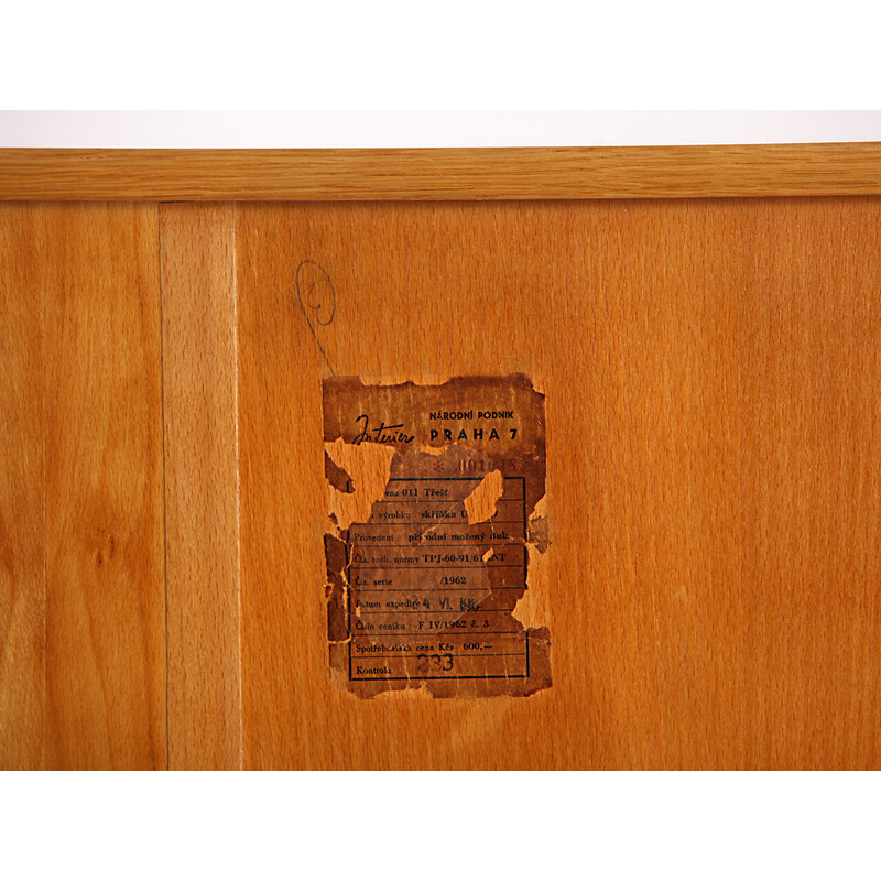 Vintage U 460 sideboard with wooden drawers by Jiri Jiroutek for Interier Praha, Czechoslovakia 1960s