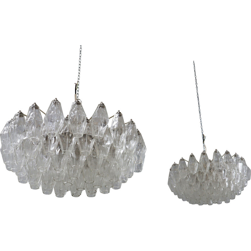 Pair of vintage "Poliedri" chandeliers by Carlo Scarpa, 1960s