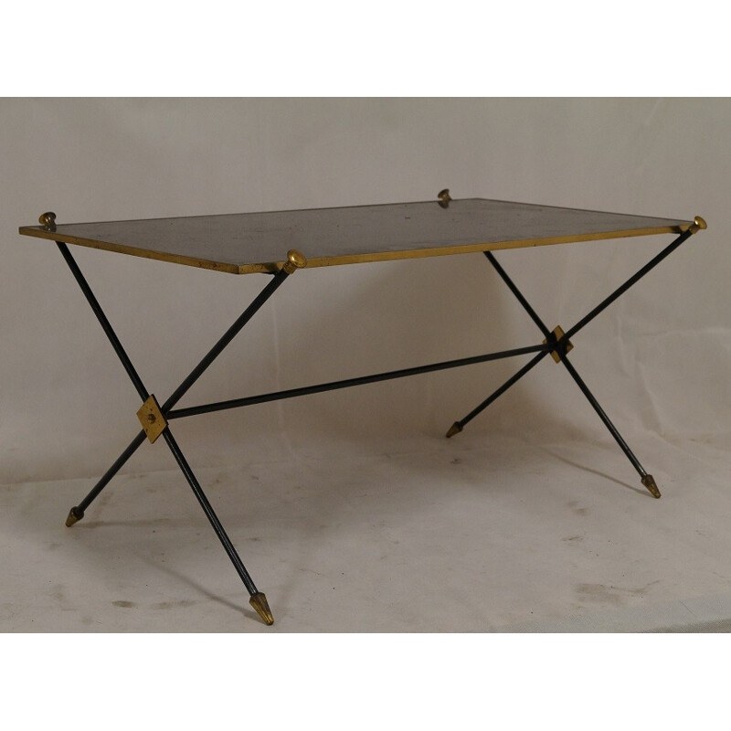 Coffee table in steel, brass and glass - 1950s