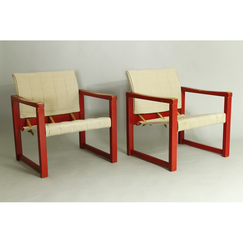 Paire de fauteuils vintage Diana en bois de hêtre et toile par Karin Mobring pour Ikea, 1970