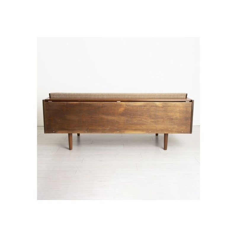 Midden eeuwse Deense eikenhout en teak model Ge6 slaapbank van Hans J Wegner voor Getama, 1950