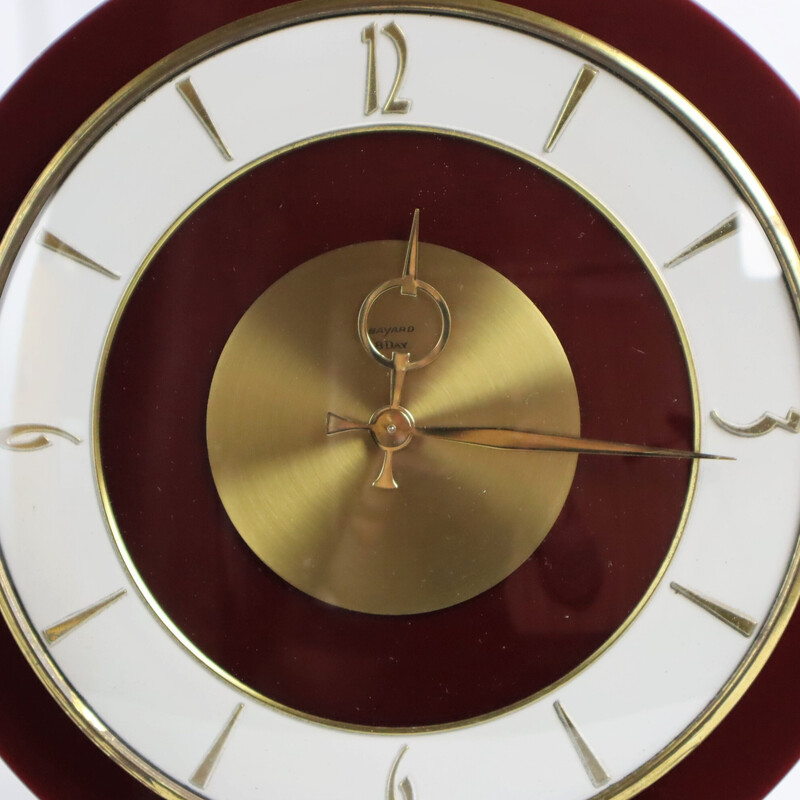 Relógio Bayard Vintage em baquelite vermelha, branca e dourada, 1960