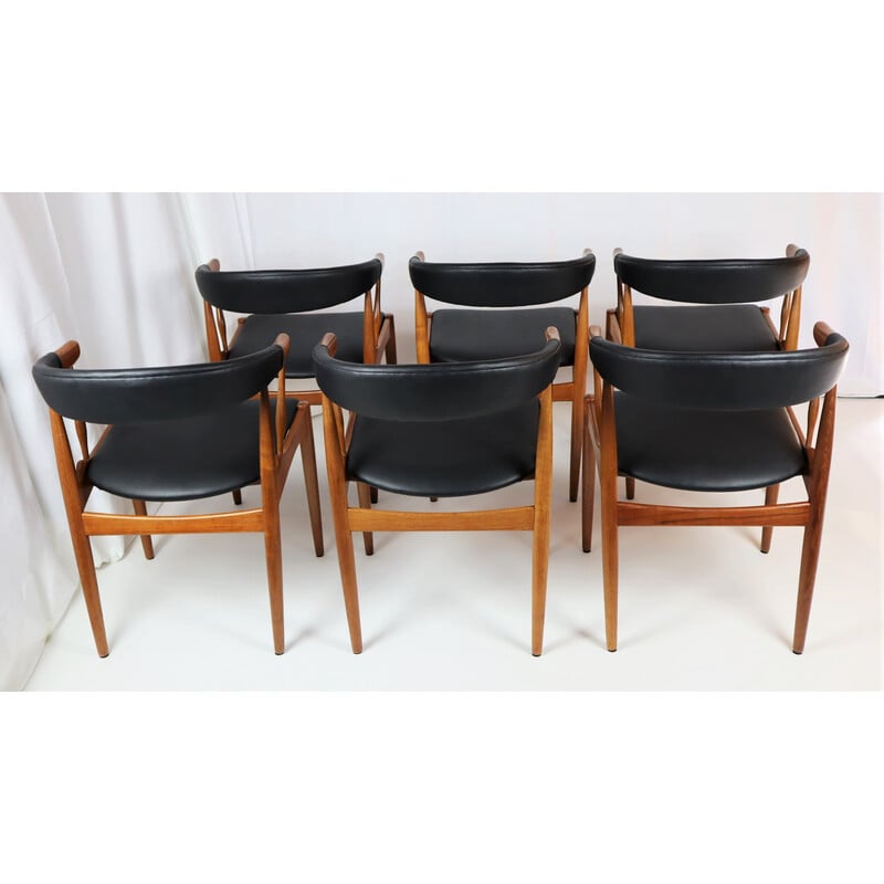 Lot de 6 chaises vintage en teck par Johannes Andersen pour Samcom, Danemark 1960