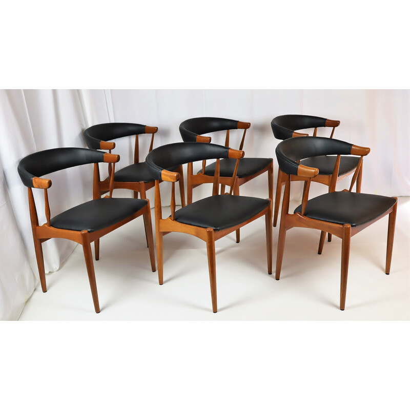 Set di 6 sedie scandinave vintage in teak di Johannes Andersen per Samcom, Danimarca 1960