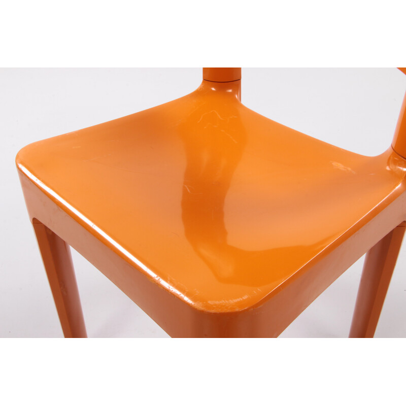 Set of Allibert chairs in orange plastic, 1970s