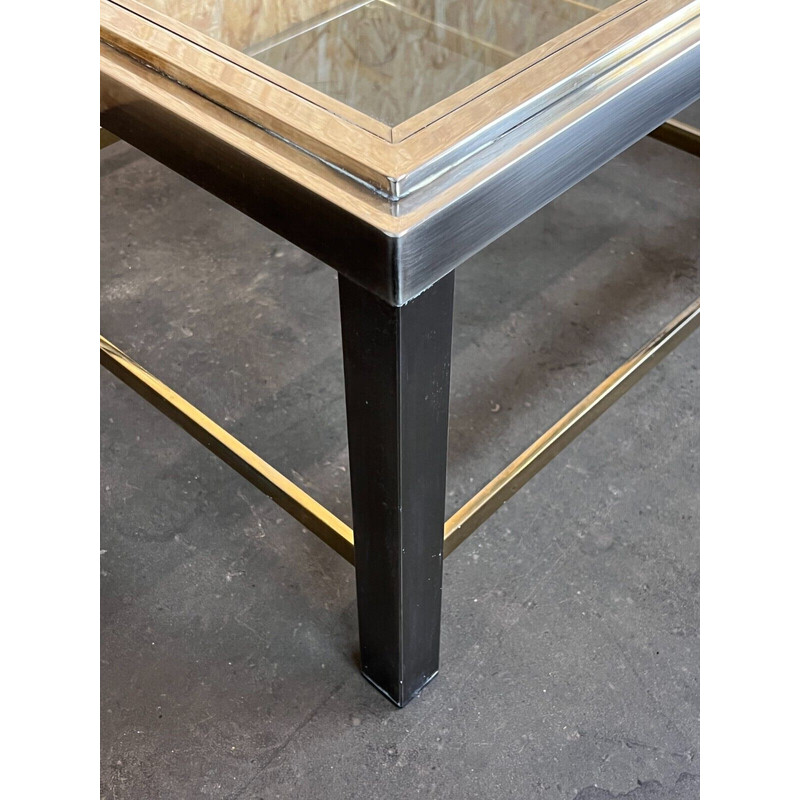 Pair of vintage chrome and brass side tables for Jean Charles, 1960s-1970s