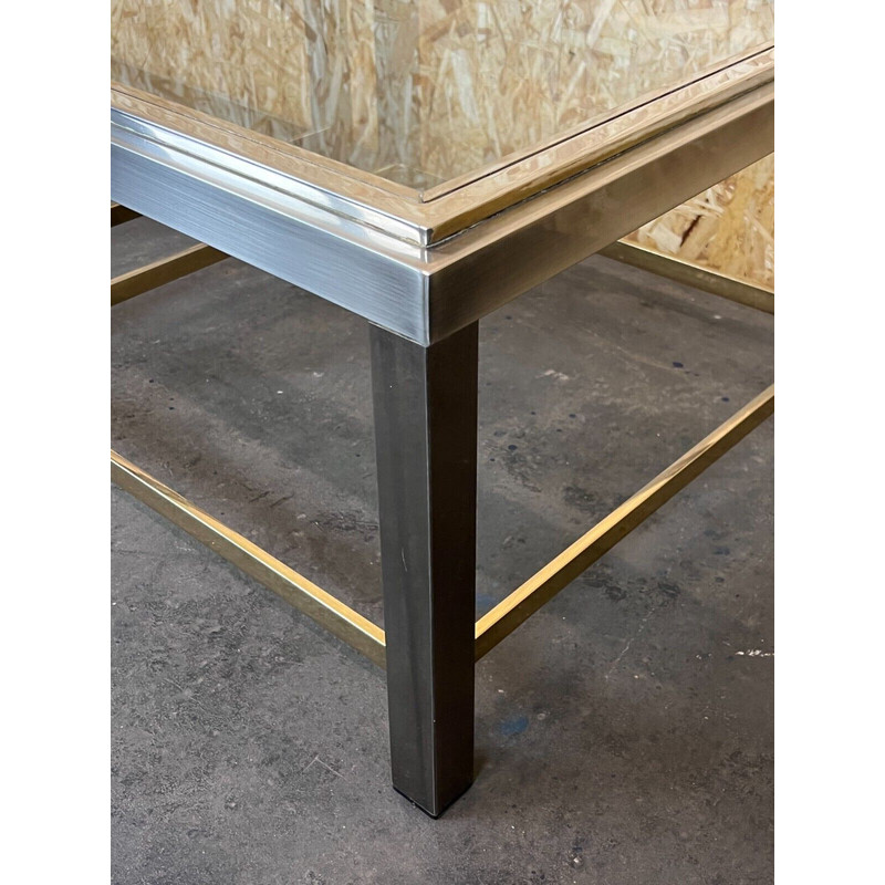 Pair of vintage chrome and brass side tables for Jean Charles, 1960s-1970s