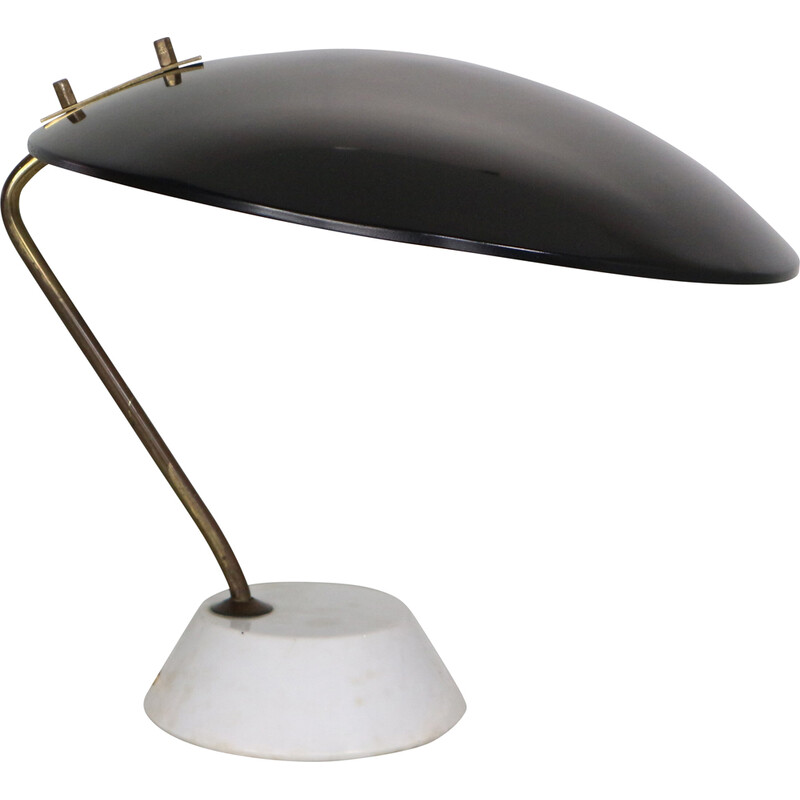 Vintage tafellamp 8023 in aluminium en messing van Bruno Gatta voor Stilnovo, Italië 1960