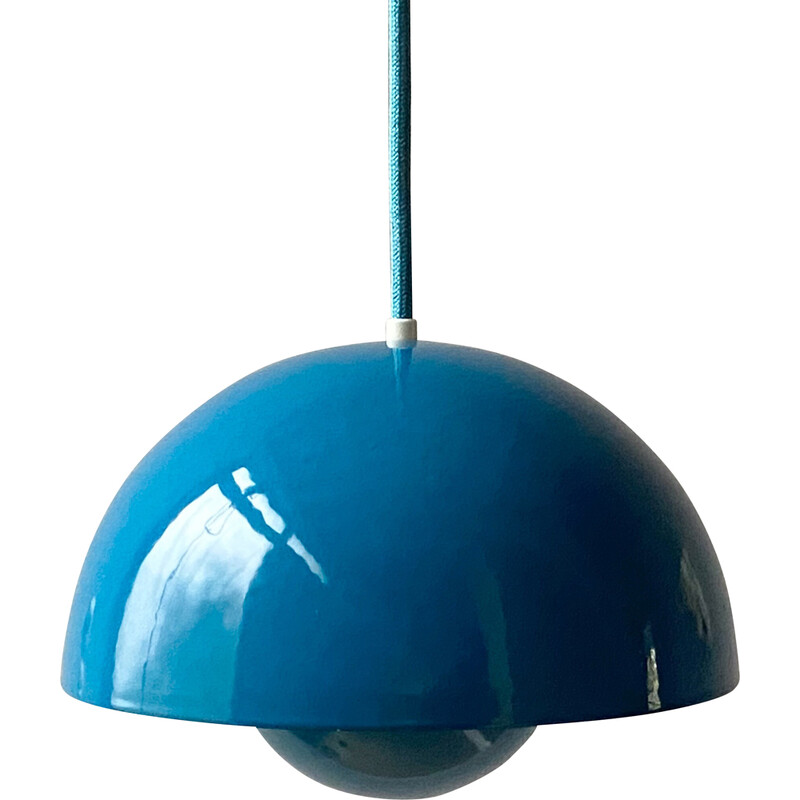 Vintage enamelled metal pendant lamp by Verner Panton for Louis Poulsen, Denmark 1968s