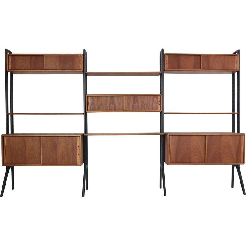 Vintage teak wall unit by Kurt Ostervig for Kp Mobler, Denmark 1960s