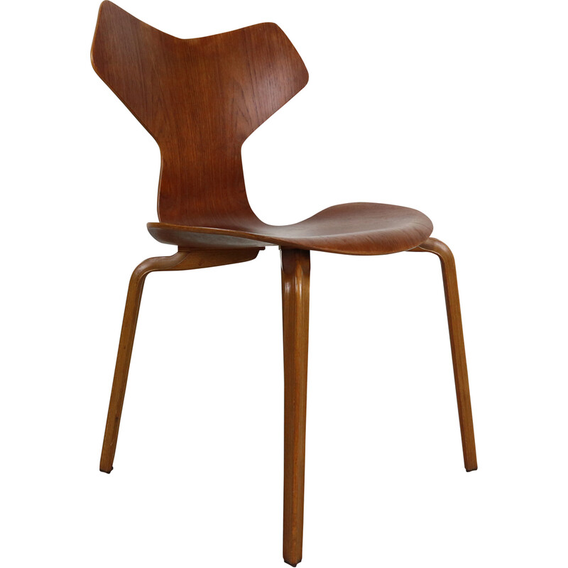 Vintage Grand Prix 4130 wooden chair by Arne Jacobsen