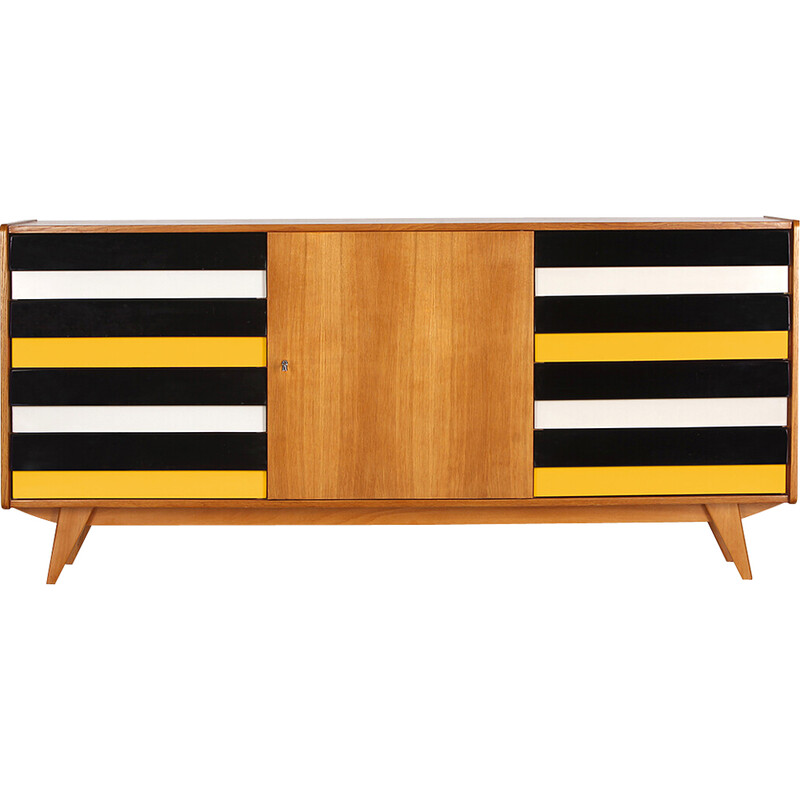 Vintage U 460 sideboard with wooden drawers by Jiri Jiroutek for Interier Praha, Czechoslovakia 1960s