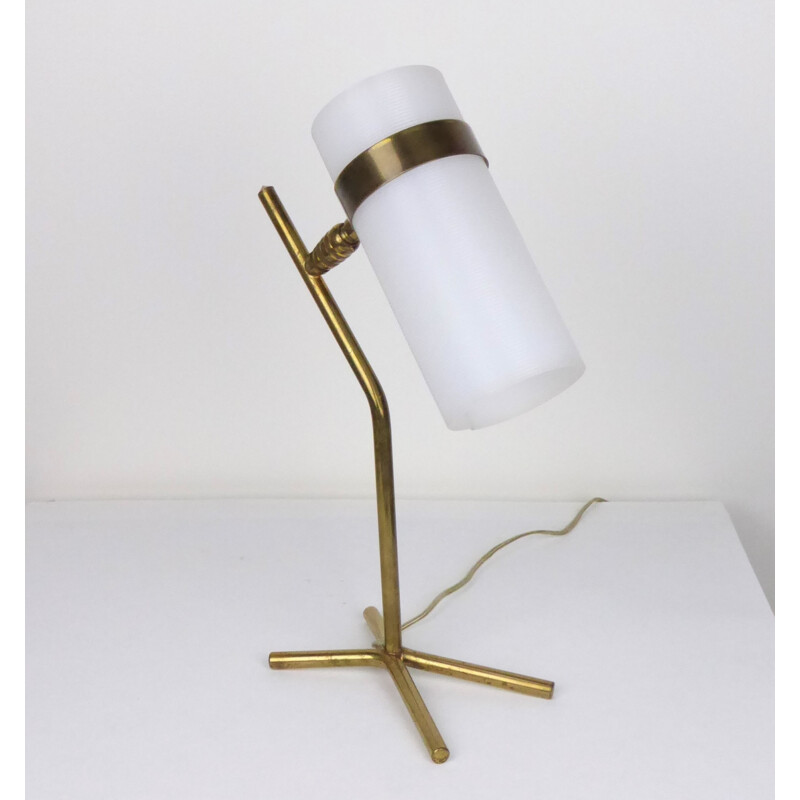 White table lamp in perspex and brass - 1950s