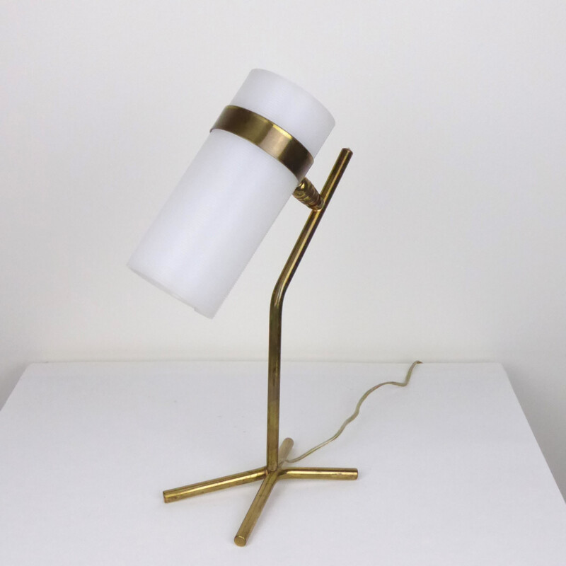 White table lamp in perspex and brass - 1950s