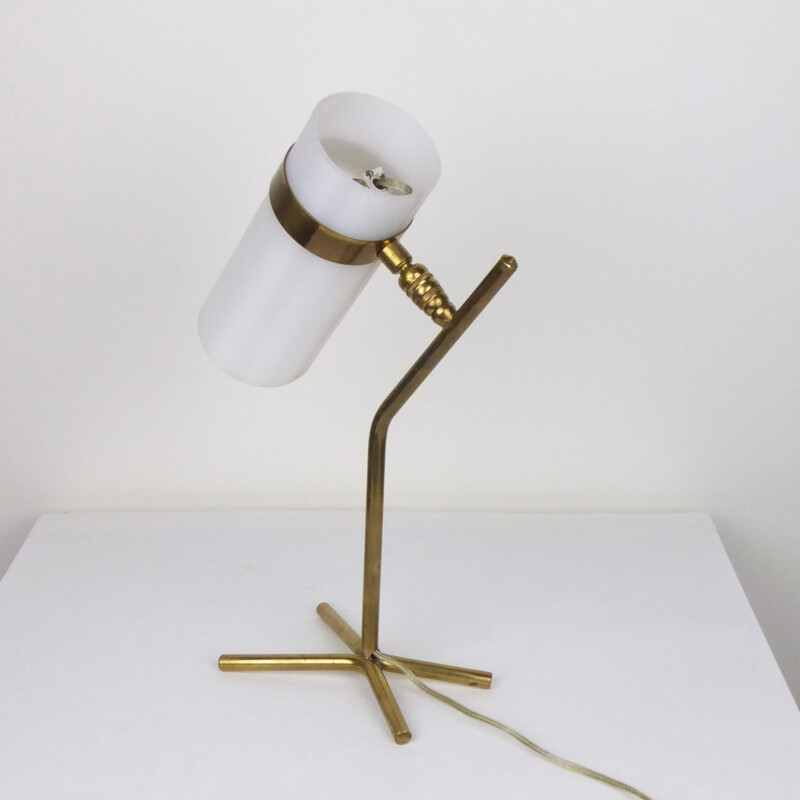 White table lamp in perspex and brass - 1950s