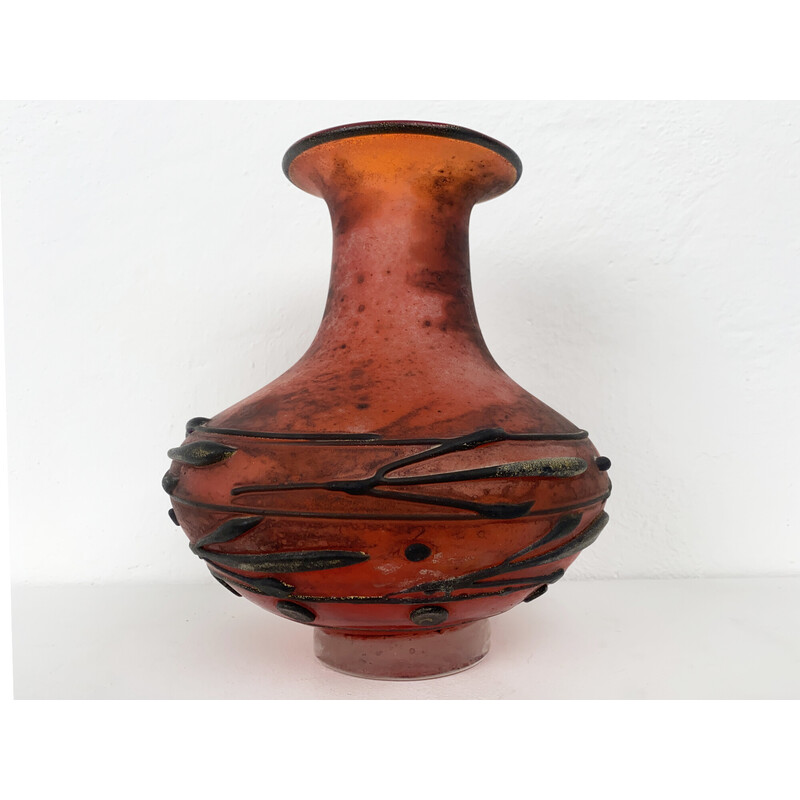 Vintage Scavo glass vase by Ermanno Nason for Vetreria Cenedese, Italy 1970