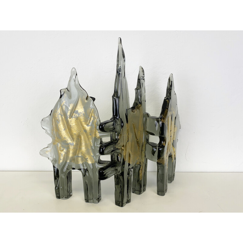 Vintage glass sculpture"Gold Forest" by Livio Seguso, Italy 1971