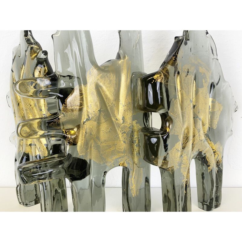 Vintage glass sculpture"Gold Forest" by Livio Seguso, Italy 1971