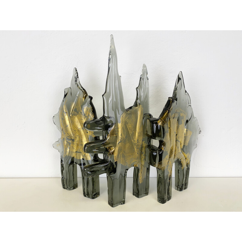Vintage glass sculpture"Gold Forest" by Livio Seguso, Italy 1971