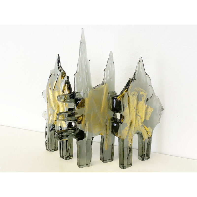 Vintage glass sculpture"Gold Forest" by Livio Seguso, Italy 1971