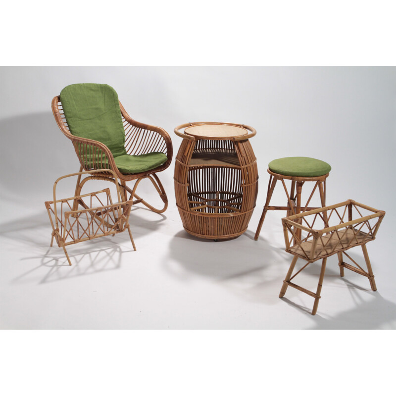 Garden set with armchair by Audoux and Minet - 1950s