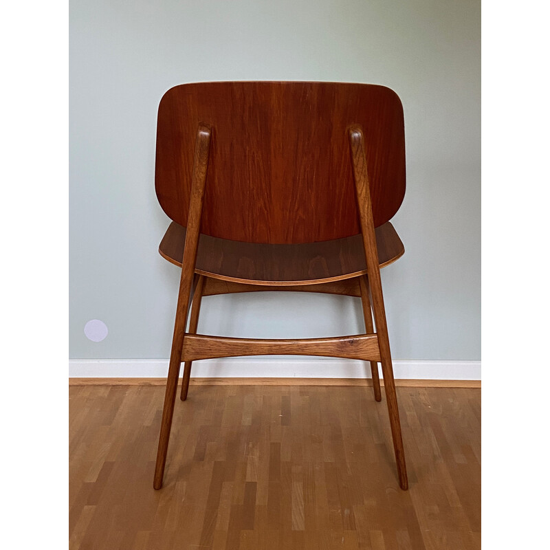 Sedia vintage 155 in rovere e teak di Børge Mogensen per Søborg Møbler, Danimarca 1950