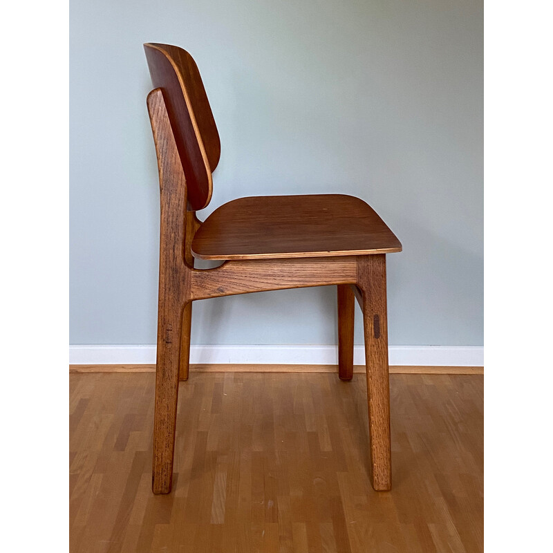 Vintage 155 chair in oakwood and teak by Børge Mogensen for Søborg Møbler, Denmark 1950s