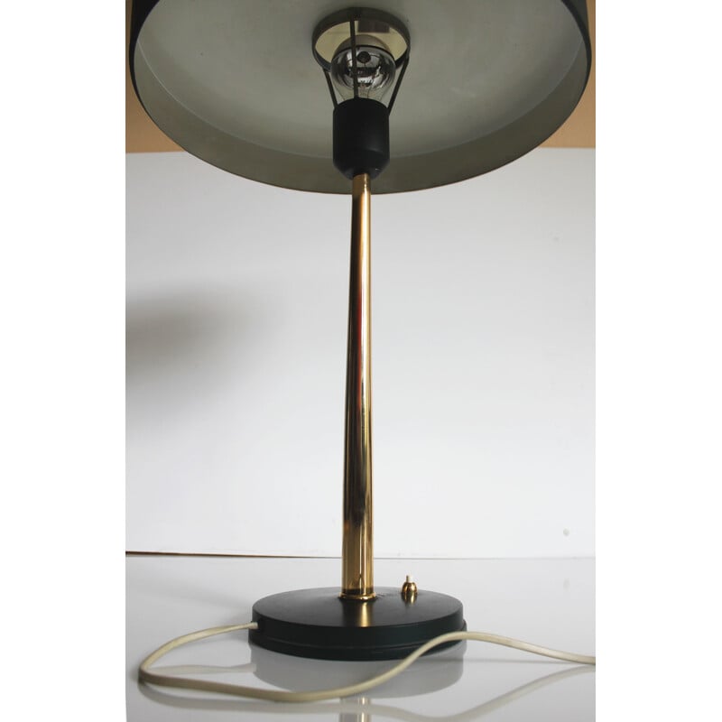 Lampe de table vintage Major en métal et laiton par Louis Kalff pour Philips, 1970
