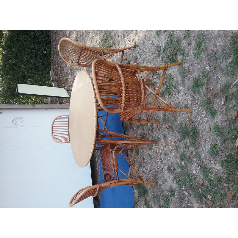 Conjunto de jantar Vintage rattan