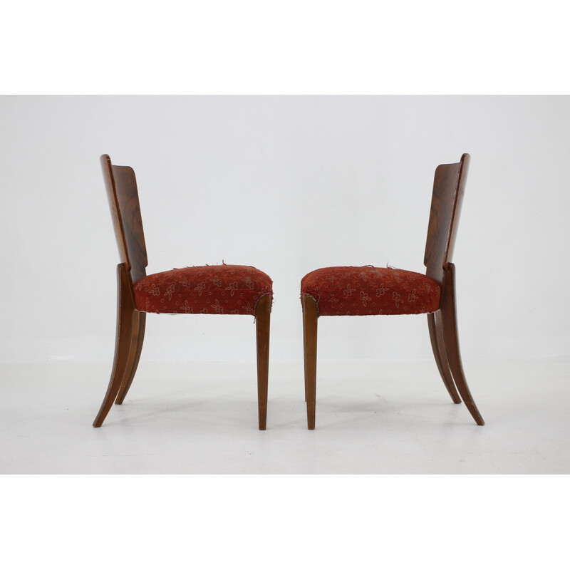 Set of 4 vintage walnut chairs by Jindrich Halabala, Czechoslovakia 1940s