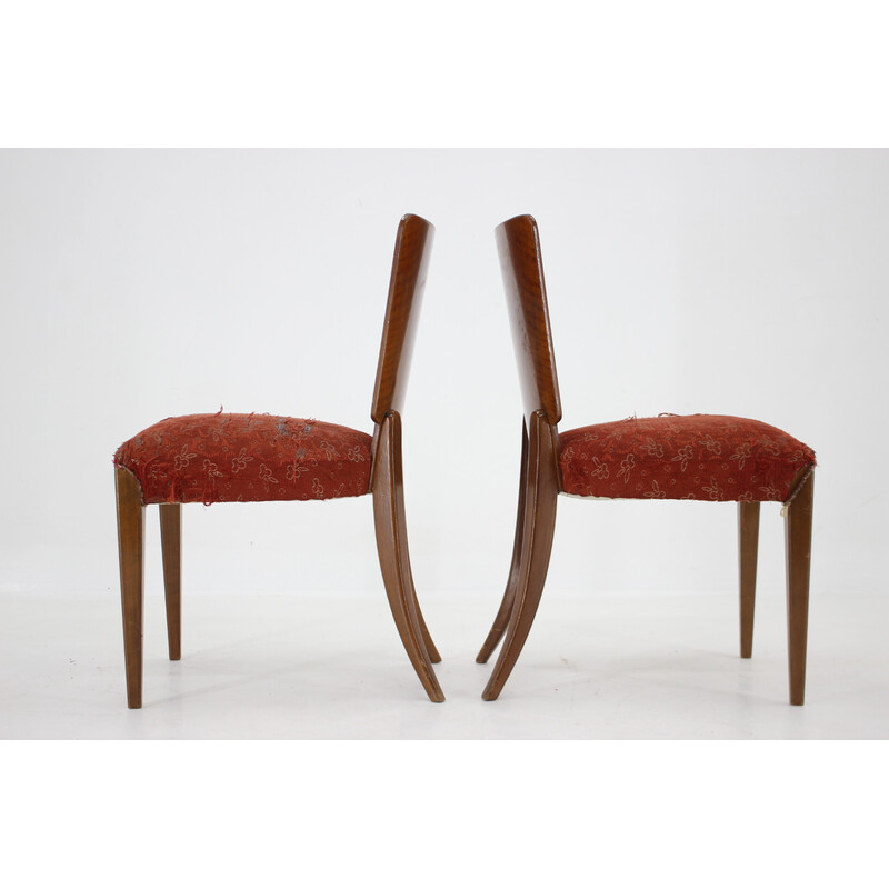 Set of 4 vintage walnut chairs by Jindrich Halabala, Czechoslovakia 1940s