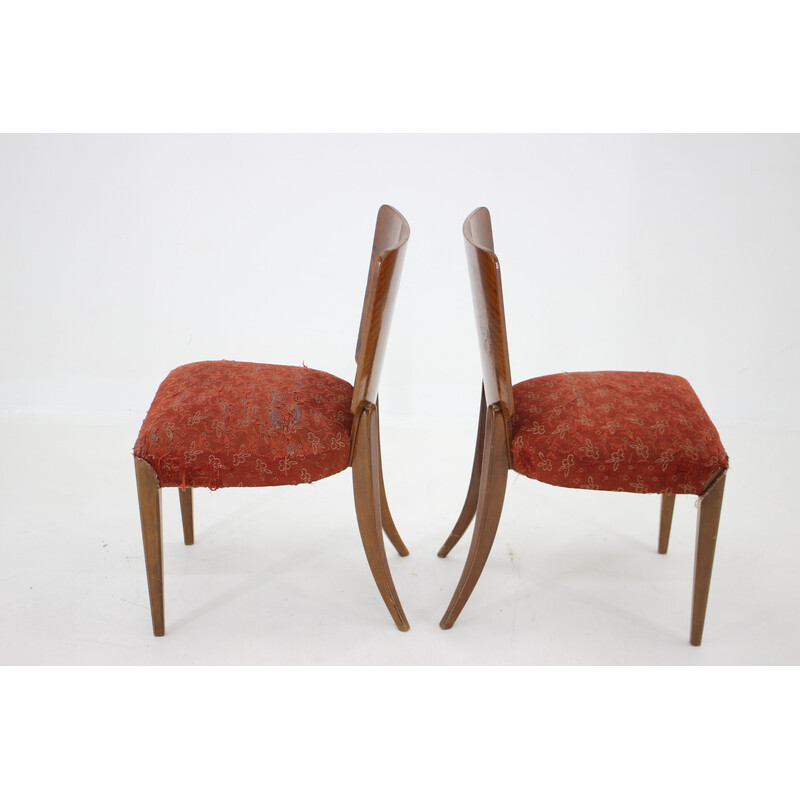 Juego de 4 sillas de nogal vintage de Jindrich Halabala, Checoslovaquia años 40