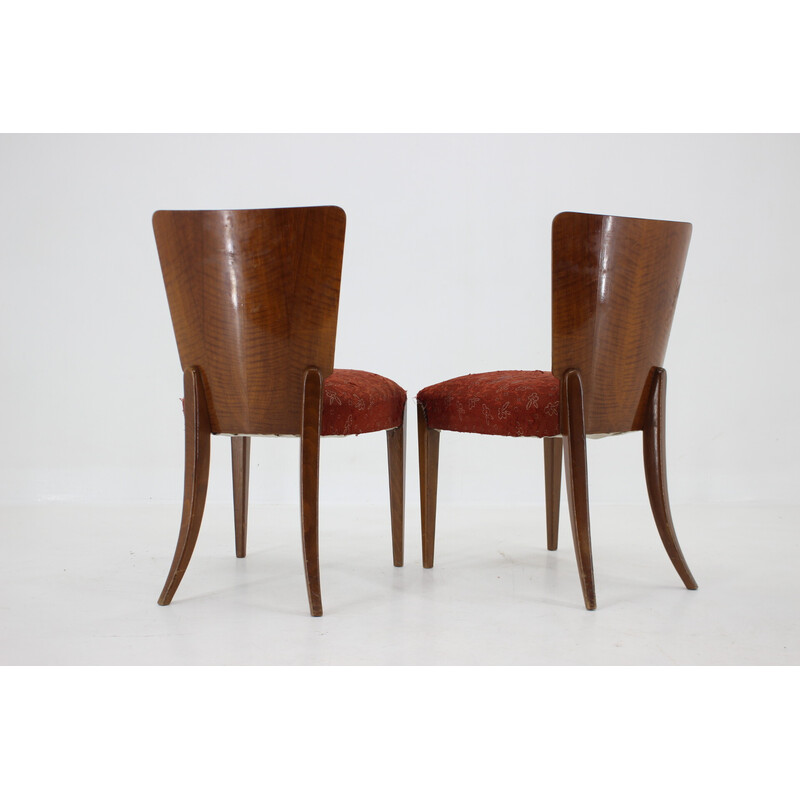 Set of 4 vintage walnut chairs by Jindrich Halabala, Czechoslovakia 1940s