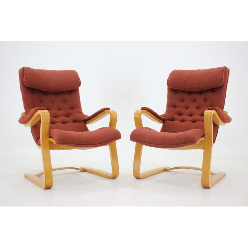 Pair of vintage "Peter" lounge chairs by Gustav Axel Berg for Bröderna Andersson, Sweden 1970s