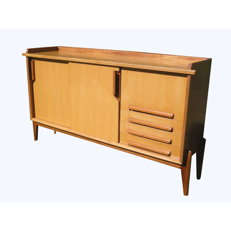 Sideboard and dining table in beech, Gustave GAUTIER - 1950s