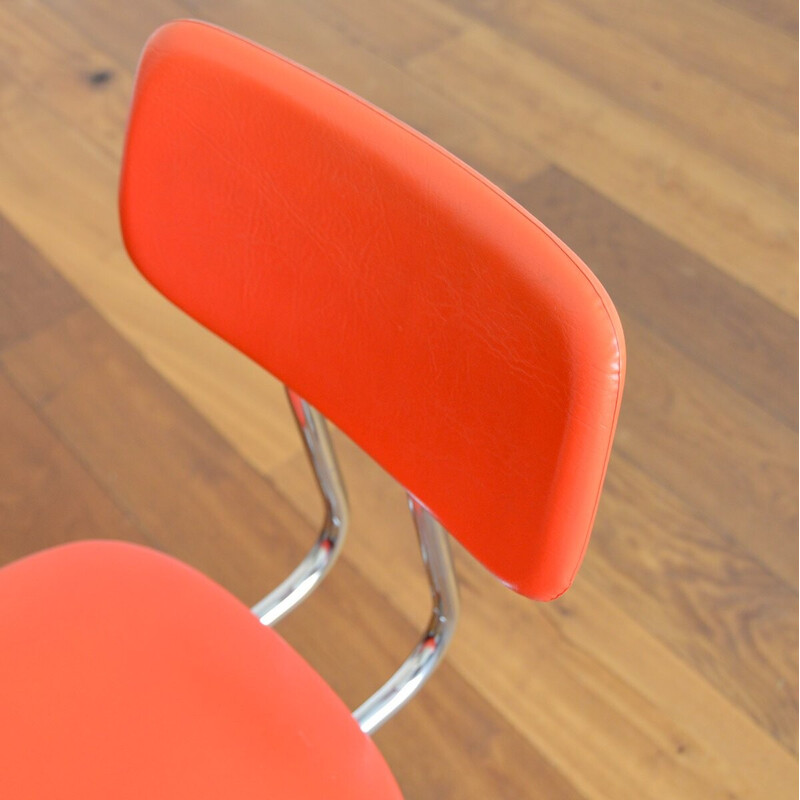 Vintage adjustable chrome and orange vinyl desk chair, 1960s