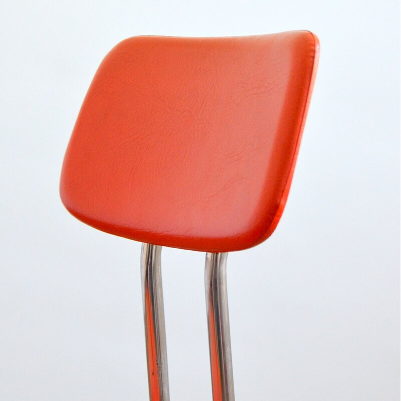 Vintage adjustable chrome and orange vinyl desk chair, 1960s