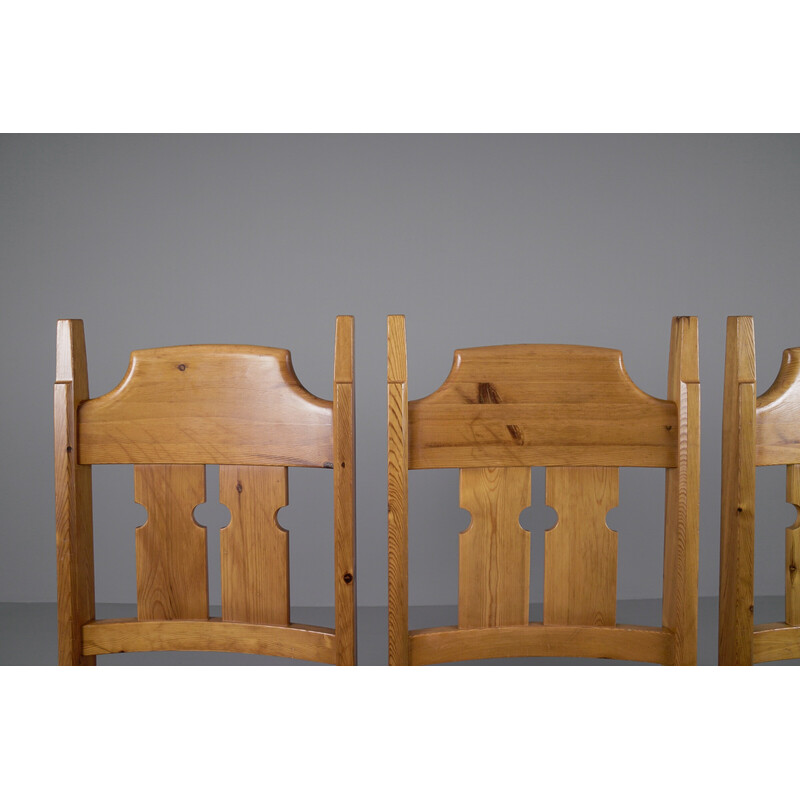 Conjunto de 4 cadeiras de pinho de Gilbert Marklund para Furusnickarn Ab, Suécia 1970