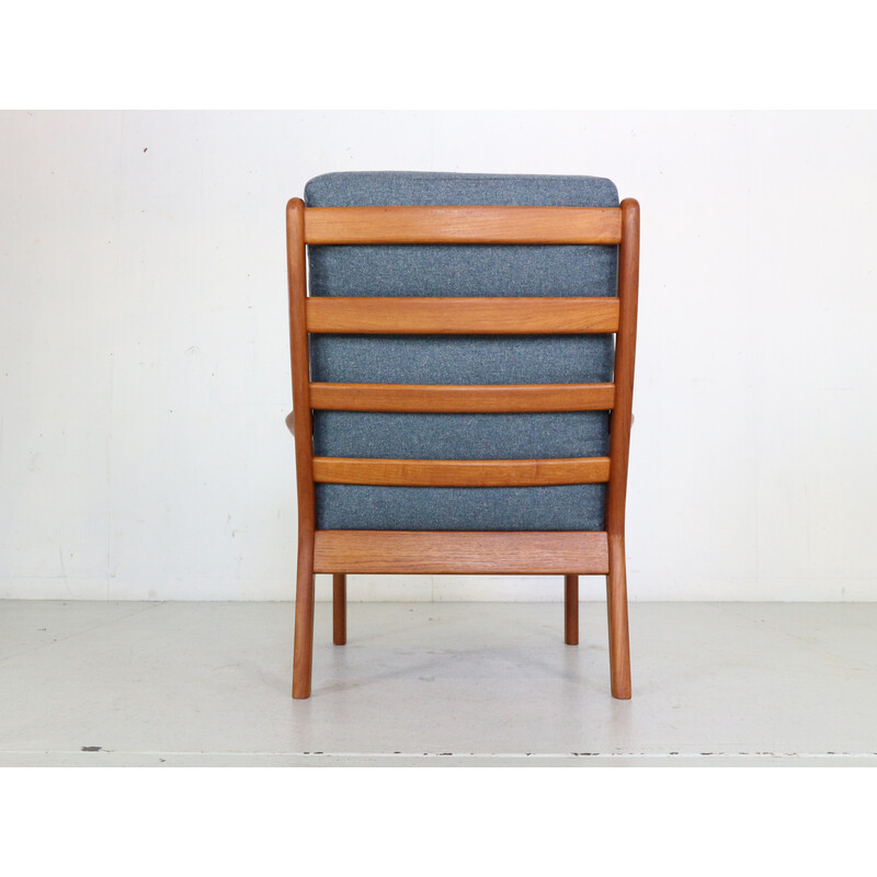 Vintage teak and blue wool living room set for L. Olsen& Son, Denmark 1960s