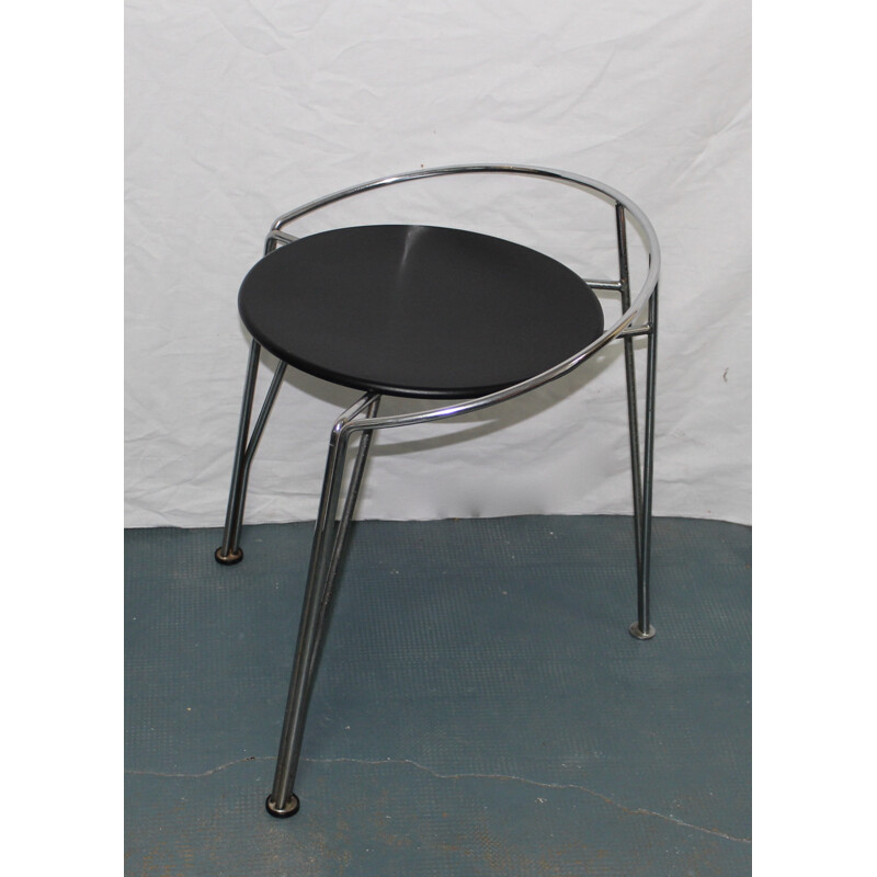 Stool with stainless steel feet by Pascal Mourgue - 1980s