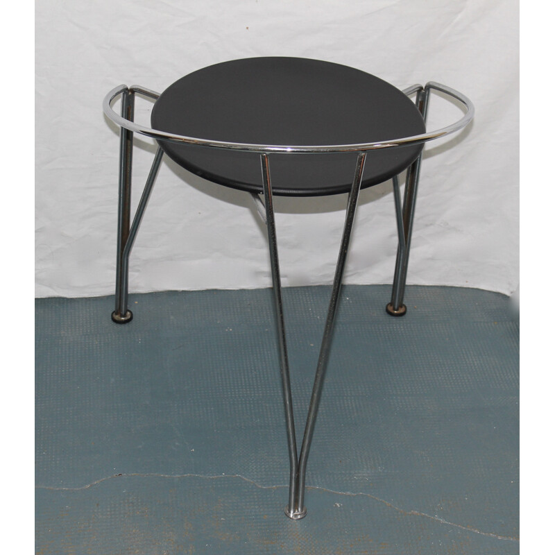 Stool with stainless steel feet by Pascal Mourgue - 1980s