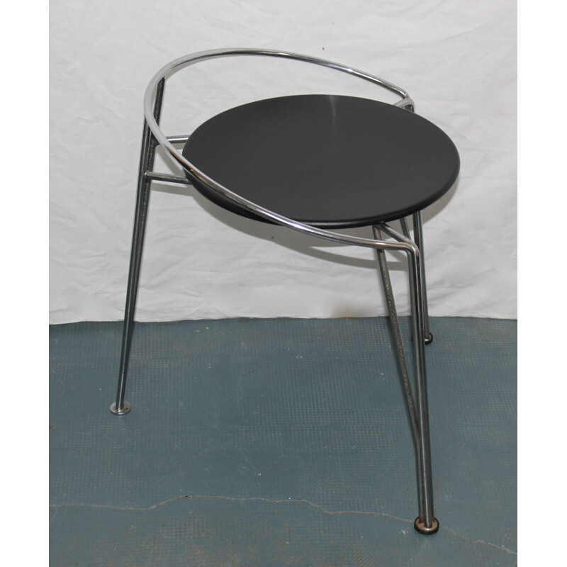 Stool with stainless steel feet by Pascal Mourgue - 1980s