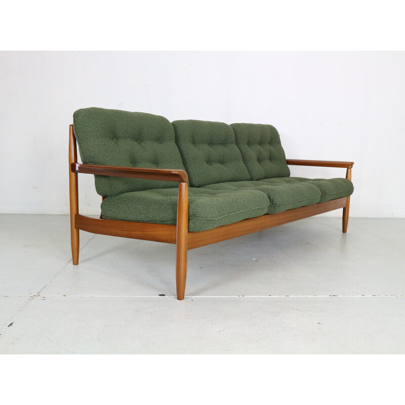 Vintage-Lounge-Set aus Teakholz und grünem Bouclé-Stoff, Dänemark 1960